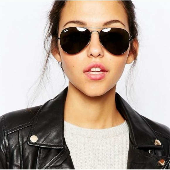 Ray-Ban Black Aviator Unisex Sunglasses 58MM